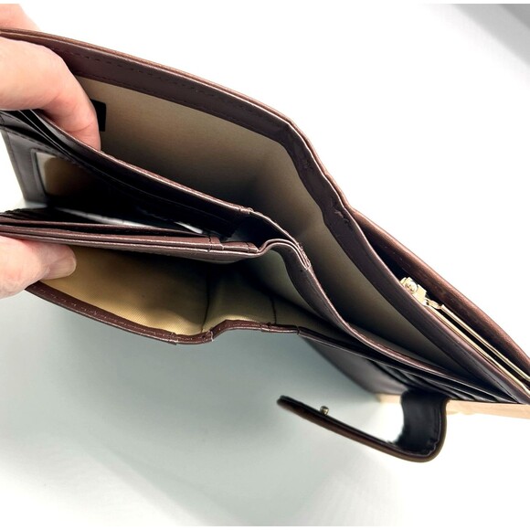 Vintage Buxton Bifold Wallet Velvet Touch Cowhide Brown Leather Snap Closure NWO - Picture 11 of 13